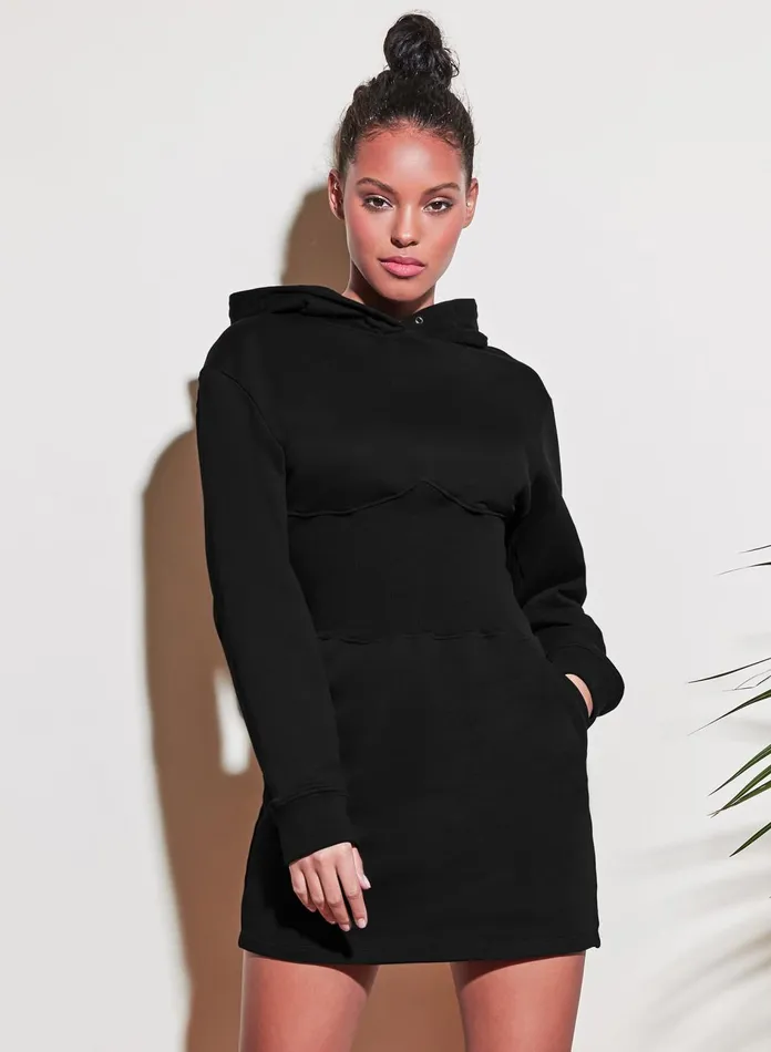 Fleur Du Mal Dresses Women Hoodie Dress Black Fleur Du Mal Dresses Women Hoodie Dress Black