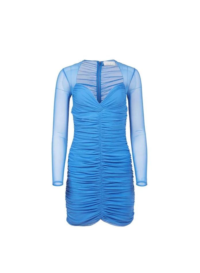 Fleur Du Mal Dresses Women Ruched Mini Dress Super Blue Fleur Du Mal Dresses Women Ruched Mini Dress Super Blue