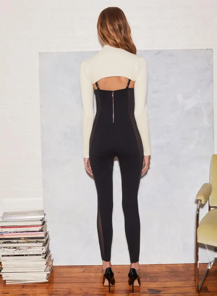 Fleur Du Mal Jumpsuits and Rompers Women Jersey And Mesh Catsuit Black Fleur Du Mal Jumpsuits and Rompers Women Jersey And Mesh Catsuit Black