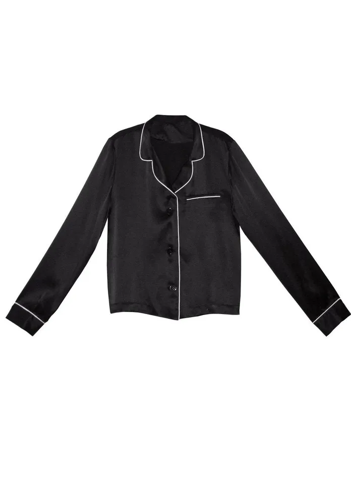 Fleur Du Mal Long Sleeve Women Fleur PJ Top Black Fleur Du Mal Long Sleeve Women Fleur PJ Top Black