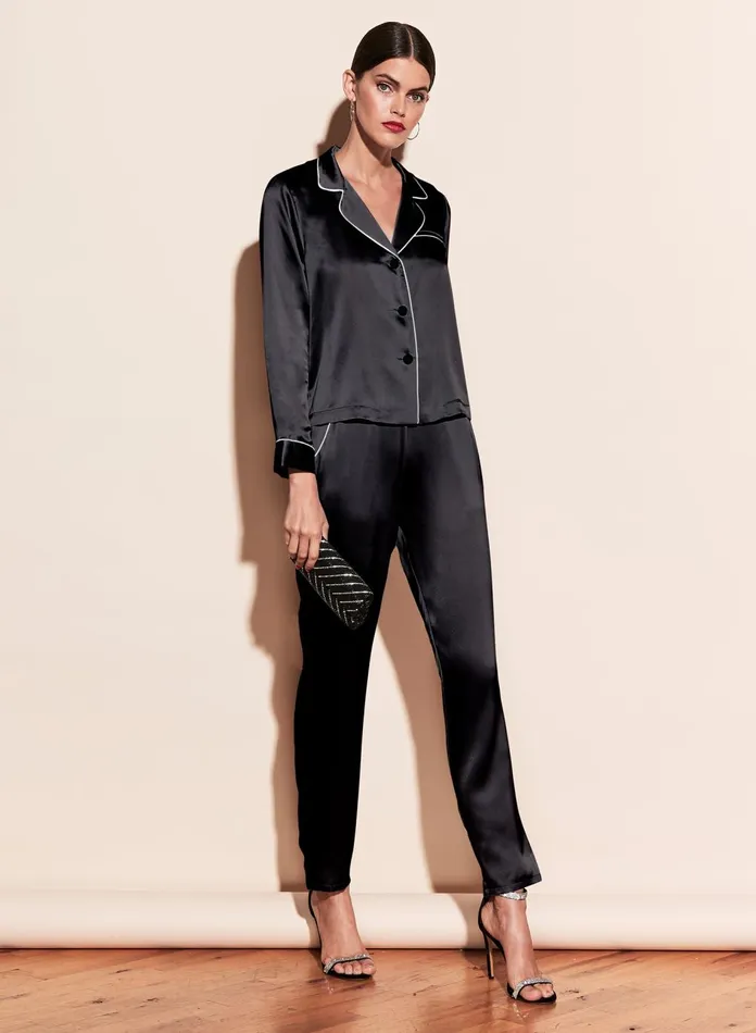 Fleur Du Mal Long Sleeve Women Fleur PJ Top Black Fleur Du Mal Long Sleeve Women Fleur PJ Top Black