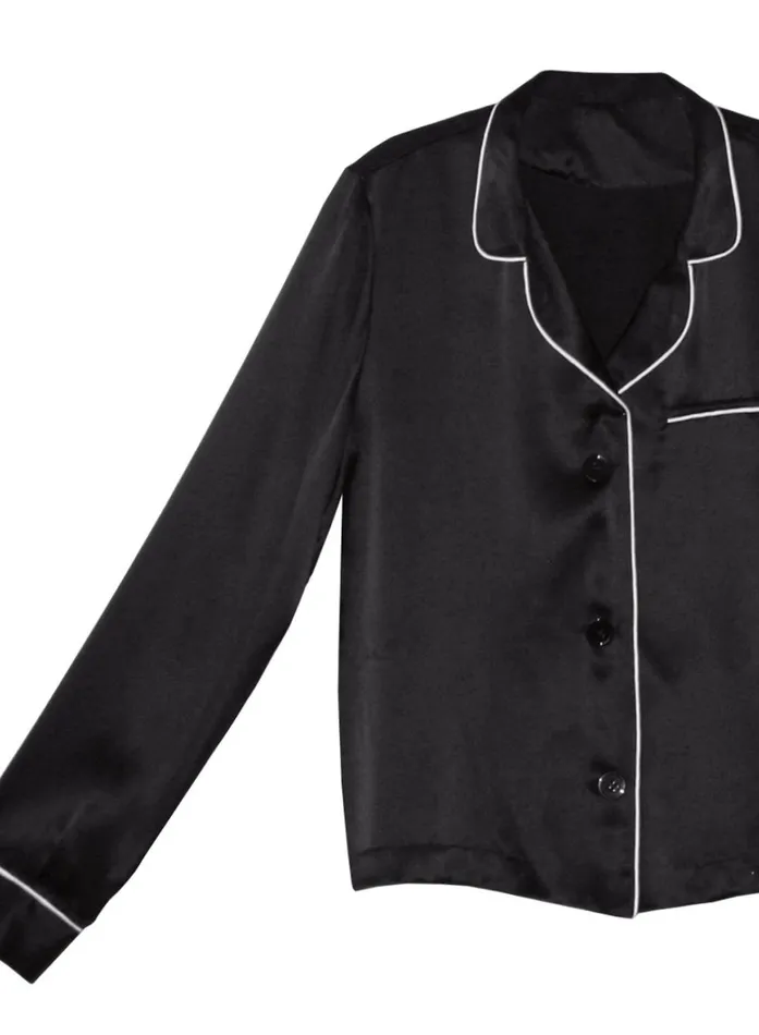 Fleur Du Mal Long Sleeve Women Fleur PJ Top Black Fleur Du Mal Long Sleeve Women Fleur PJ Top Black