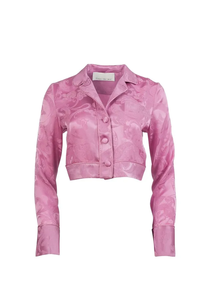Fleur Du Mal Long Sleeve Women Paisley Jacquard Cropped Top Azalea Paisley Jacquard Fleur Du Mal Long Sleeve Women Paisley Jacquard Cropped Top Azalea Paisley Jacquard