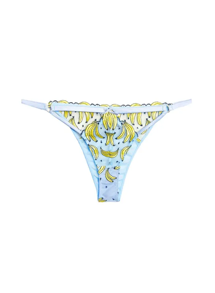 Fleur Du Mal Panties and Garters Women Banana Embroidery Tanga Ice Queen Fleur Du Mal Panties and Garters Women Banana Embroidery Tanga Ice Queen