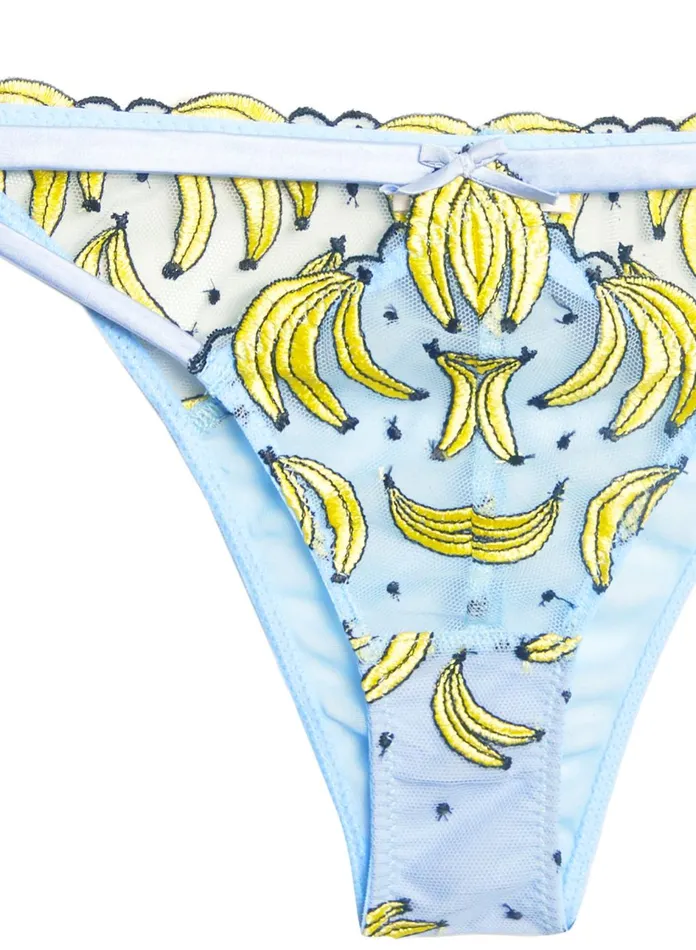 Fleur Du Mal Panties and Garters Women Banana Embroidery Tanga Ice Queen Fleur Du Mal Panties and Garters Women Banana Embroidery Tanga Ice Queen