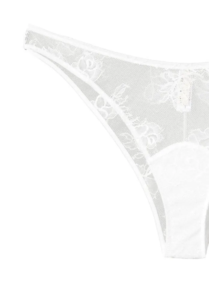 Fleur Du Mal Panties and Garters Women Bouquet Lace Cheeky Snow Fleur Du Mal Panties and Garters Women Bouquet Lace Cheeky Snow