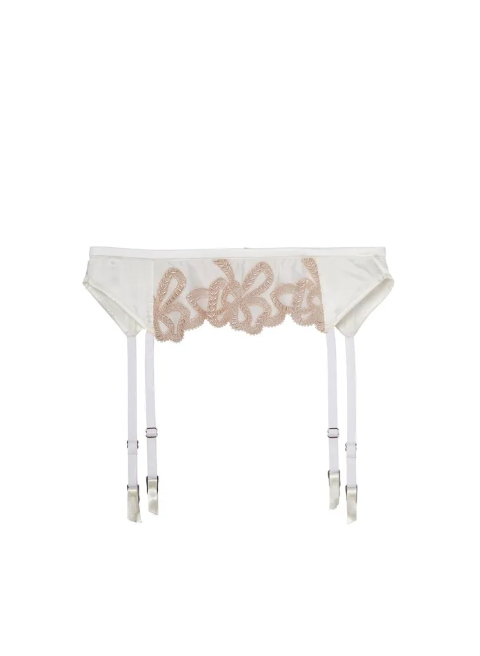 Fleur Du Mal Panties and Garters Women Bow Guipure Embroidery Garter Ivory Fleur Du Mal Panties and Garters Women Bow Guipure Embroidery Garter Ivory