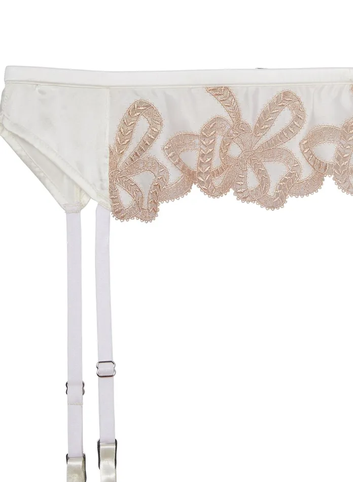 Fleur Du Mal Panties and Garters Women Bow Guipure Embroidery Garter Ivory Fleur Du Mal Panties and Garters Women Bow Guipure Embroidery Garter Ivory
