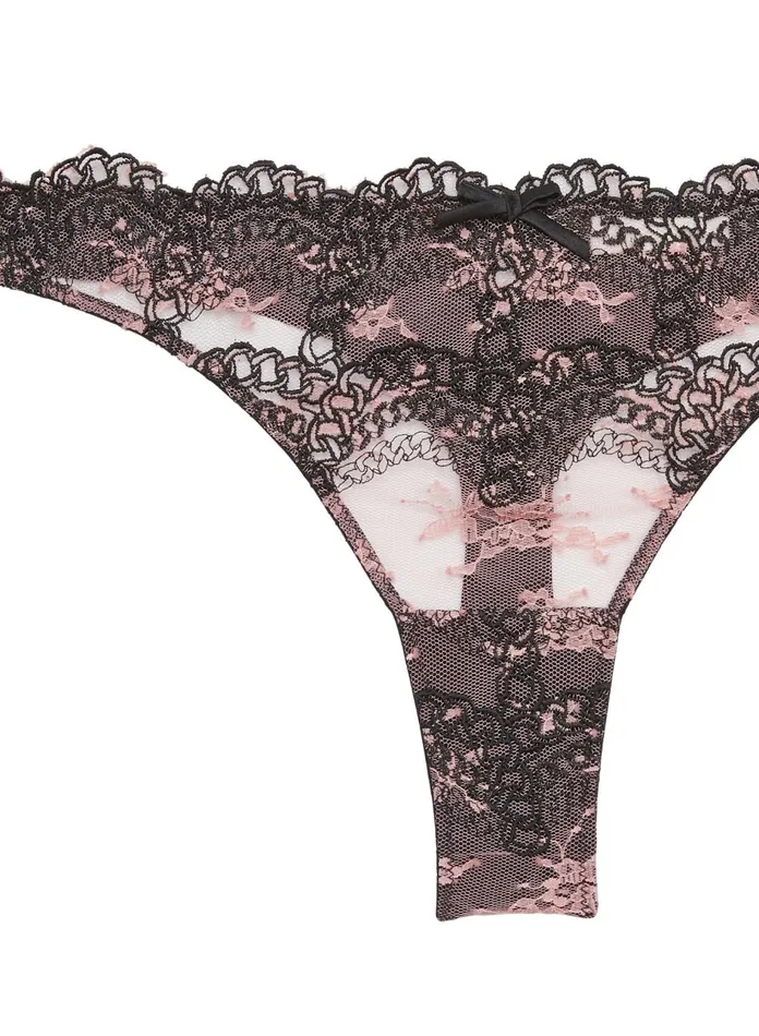 Fleur Du Mal Panties and Garters Women Chain Embroidery Thong Black Fleur Du Mal Panties and Garters Women Chain Embroidery Thong Black