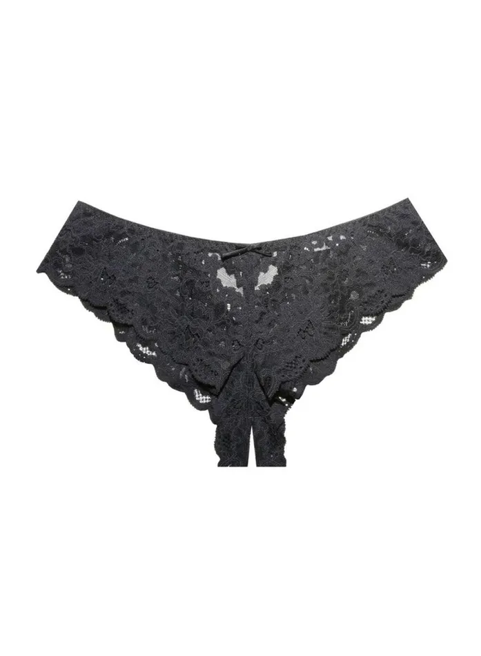 Fleur Du Mal Panties and Garters Women Charlotte Crotchless Panty Black
