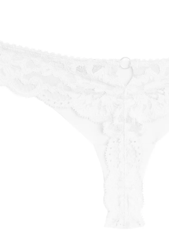 Fleur Du Mal Panties and Garters Women Charlotte Lace Seamless Thong Ivory