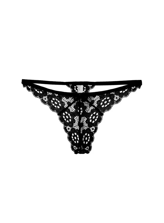 Fleur Du Mal Panties and Garters Women Crochet Lace Slim Thong Black Fleur Du Mal Panties and Garters Women Crochet Lace Slim Thong Black