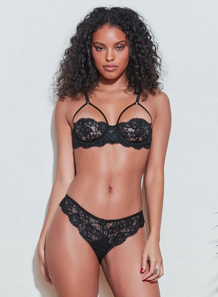 Fleur Du Mal Panties and Garters Women Foxy Lace Ouvert Panty Black Fleur Du Mal Panties and Garters Women Foxy Lace Ouvert Panty Black