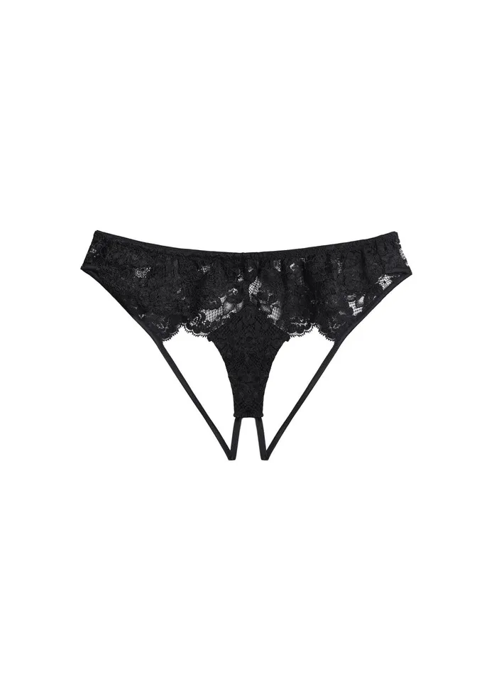 Fleur Du Mal Panties and Garters Women Foxy Lace Ouvert Panty Black Fleur Du Mal Panties and Garters Women Foxy Lace Ouvert Panty Black