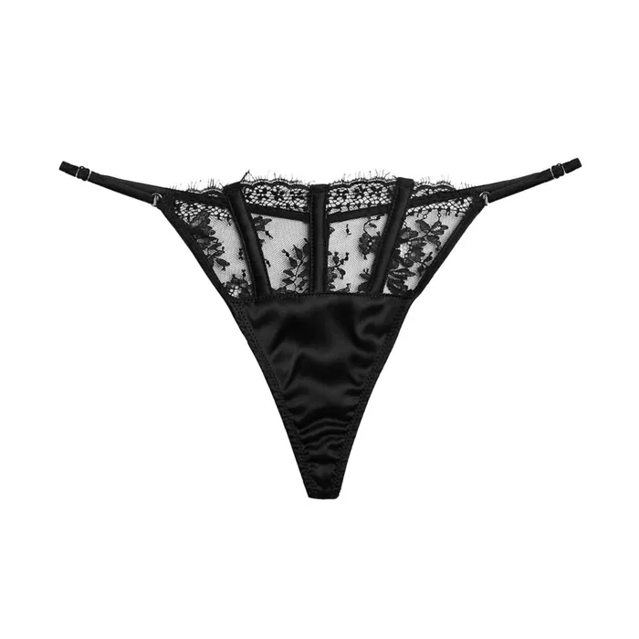 Fleur Du Mal Panties and Garters Women Frankie Lace Thong Black Fleur Du Mal Panties and Garters Women Frankie Lace Thong Black