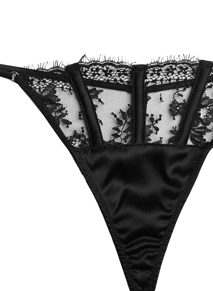 Fleur Du Mal Panties and Garters Women Frankie Lace Thong Black Fleur Du Mal Panties and Garters Women Frankie Lace Thong Black