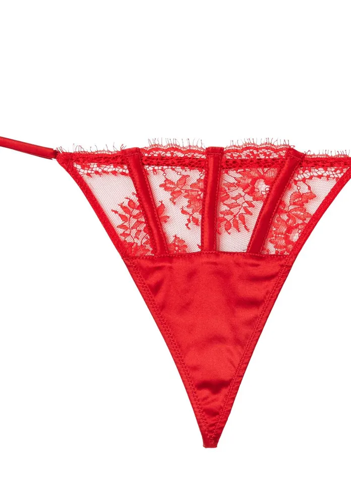 Fleur Du Mal Panties and Garters Women Frankie Lace Thong Rouge Fleur Du Mal Panties and Garters Women Frankie Lace Thong Rouge
