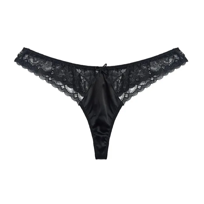 Fleur Du Mal Panties and Garters Women Gardenia Lace Thong Black Fleur Du Mal Panties and Garters Women Gardenia Lace Thong Black