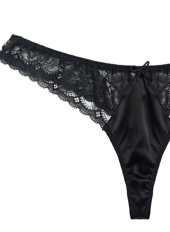 Fleur Du Mal Panties and Garters Women Gardenia Lace Thong Black Fleur Du Mal Panties and Garters Women Gardenia Lace Thong Black