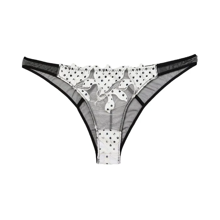 Fleur Du Mal Panties and Garters Women Lily Embroidery Cheeky Ivory Dot Fleur Du Mal Panties and Garters Women Lily Embroidery Cheeky Ivory Dot