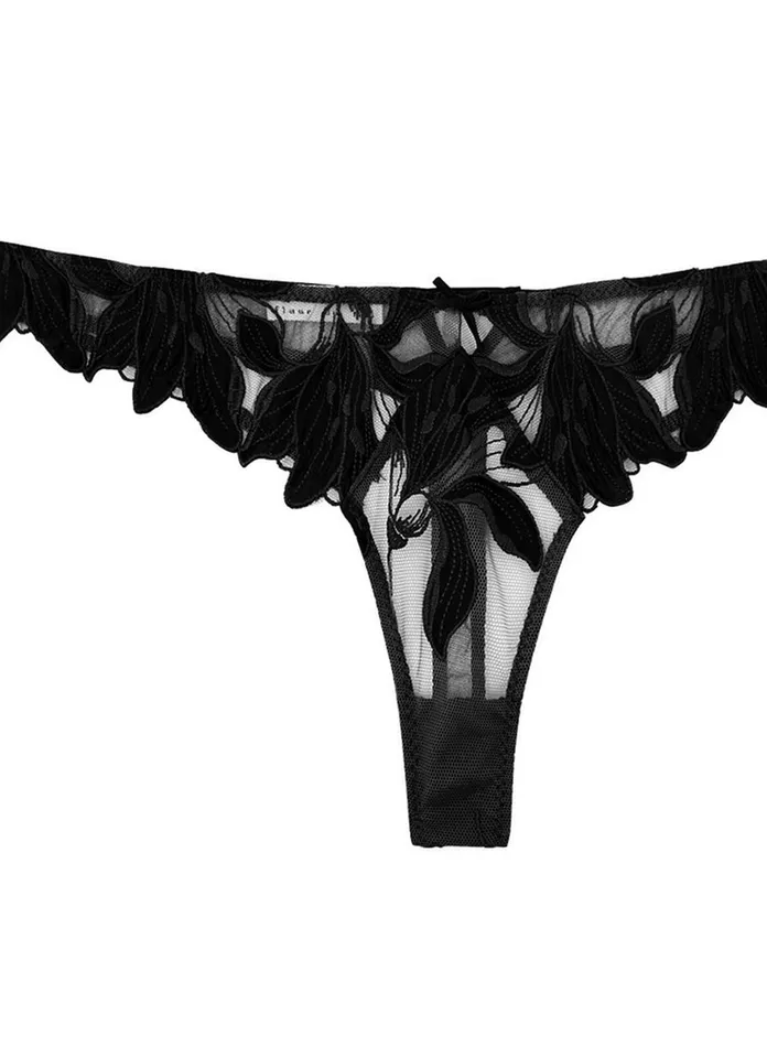 Fleur Du Mal Panties and Garters Women Lily Embroidery Hipster Thong Black Fleur Du Mal Panties and Garters Women Lily Embroidery Hipster Thong Black