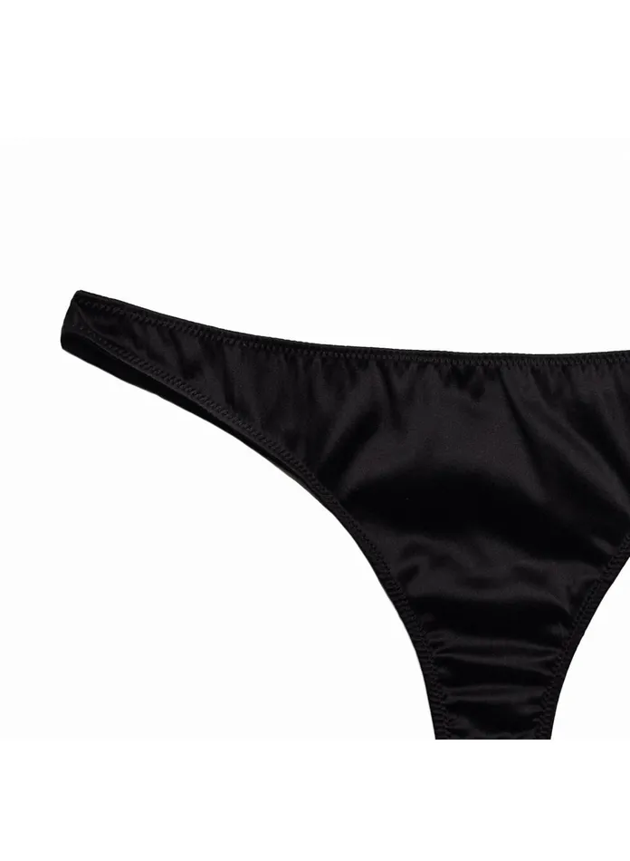 Fleur Du Mal Panties and Garters Women Luxe Thong Black Fleur Du Mal Panties and Garters Women Luxe Thong Black