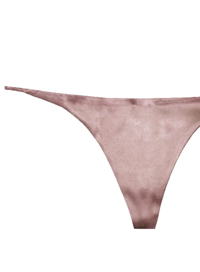 Fleur Du Mal Panties and Garters Women Luxe V String Tan Fleur Du Mal Panties and Garters Women Luxe V String Tan