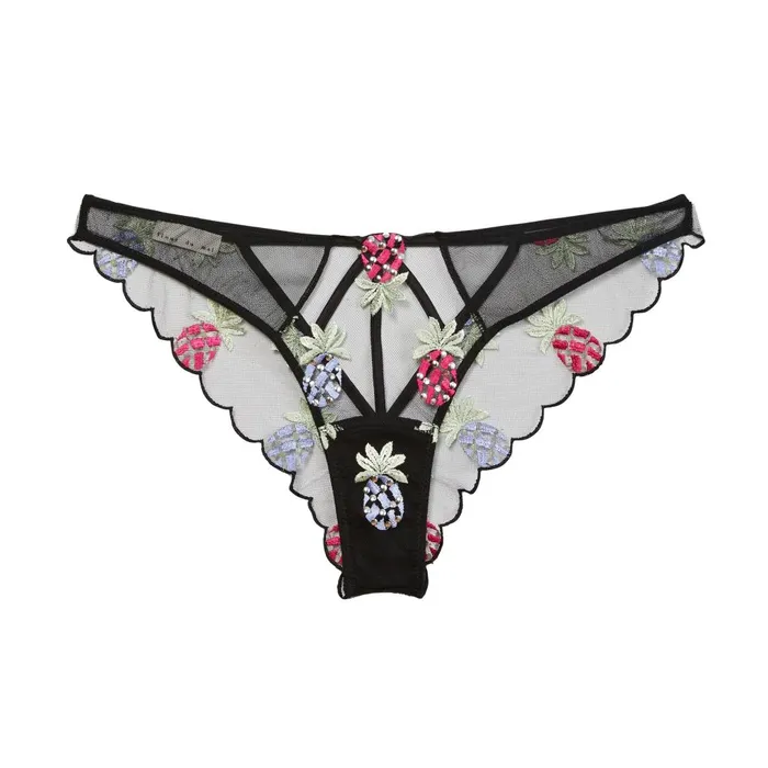 Fleur Du Mal Panties and Garters Women Pineapple Embroidery Cheeky Black Fleur Du Mal Panties and Garters Women Pineapple Embroidery Cheeky Black