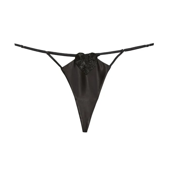 Fleur Du Mal Panties and Garters Women Queen Of Hearts V String Black Fleur Du Mal Panties and Garters Women Queen Of Hearts V String Black