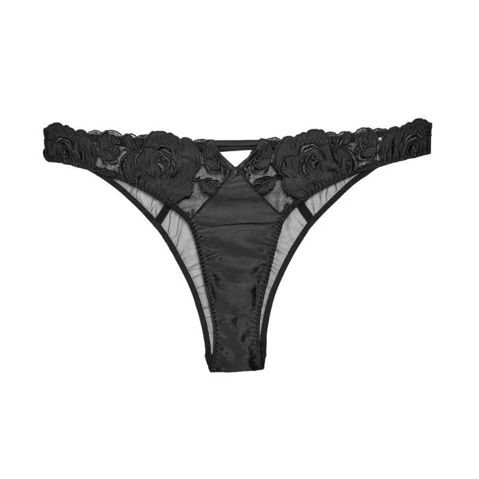 Fleur Du Mal Panties and Garters Women Rose Logo Embroidery Cheeky Black Fleur Du Mal Panties and Garters Women Rose Logo Embroidery Cheeky Black