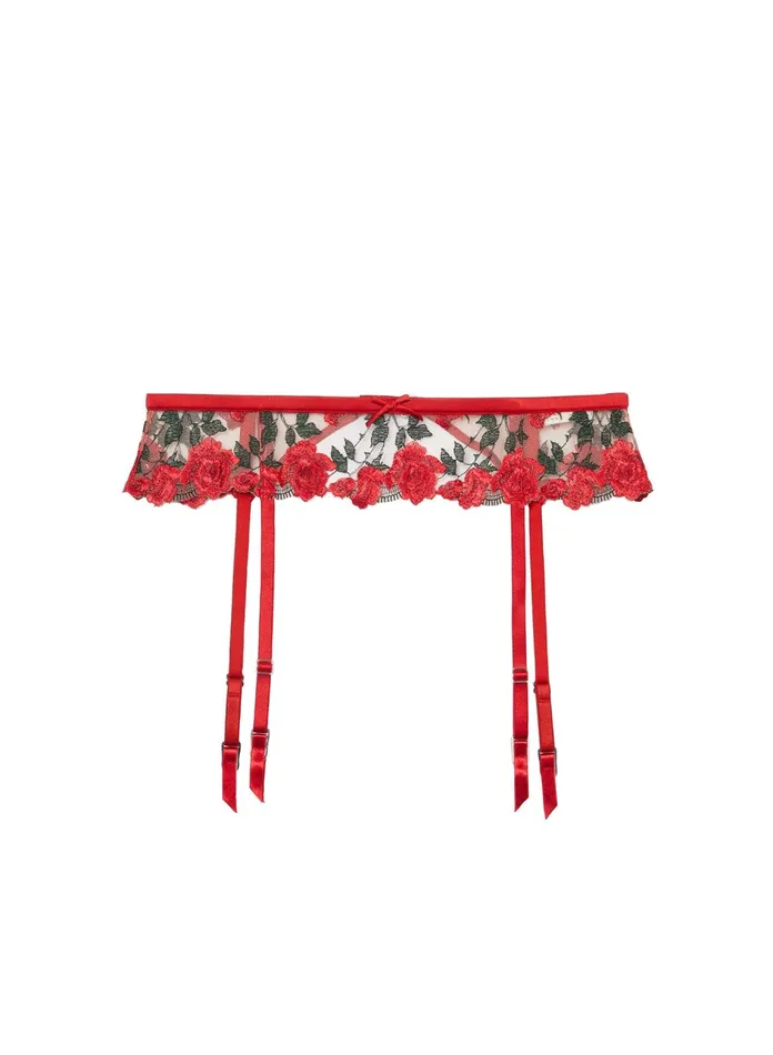 Fleur Du Mal Panties and Garters Women Roses and Thorns Garter Rouge Fleur Du Mal Panties and Garters Women Roses and Thorns Garter Rouge