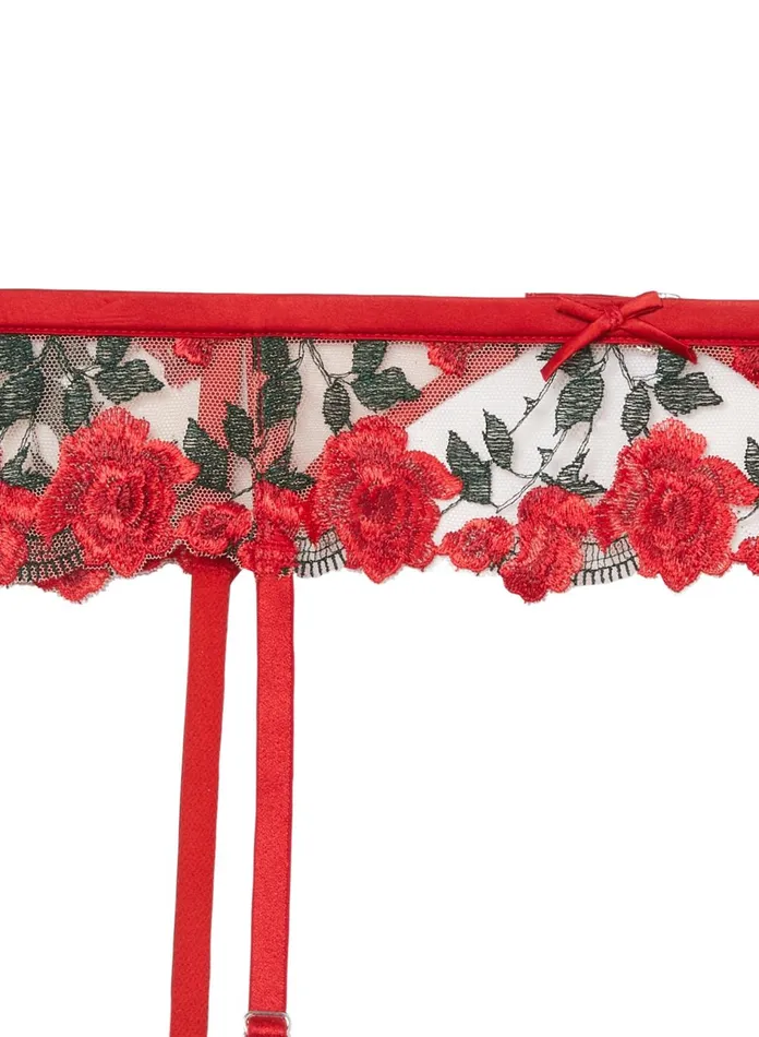 Fleur Du Mal Panties and Garters Women Roses and Thorns Garter Rouge Fleur Du Mal Panties and Garters Women Roses and Thorns Garter Rouge