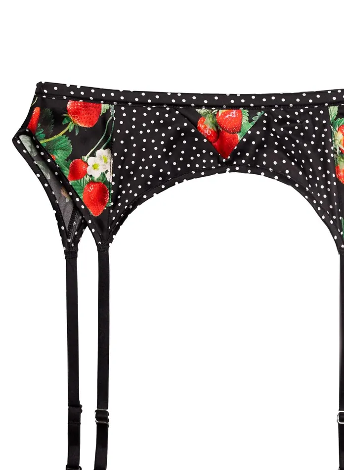 Fleur Du Mal Panties and Garters Women Strawberry Print Garter Black Strawberry Fleur Du Mal Panties and Garters Women Strawberry Print Garter Black Strawberry