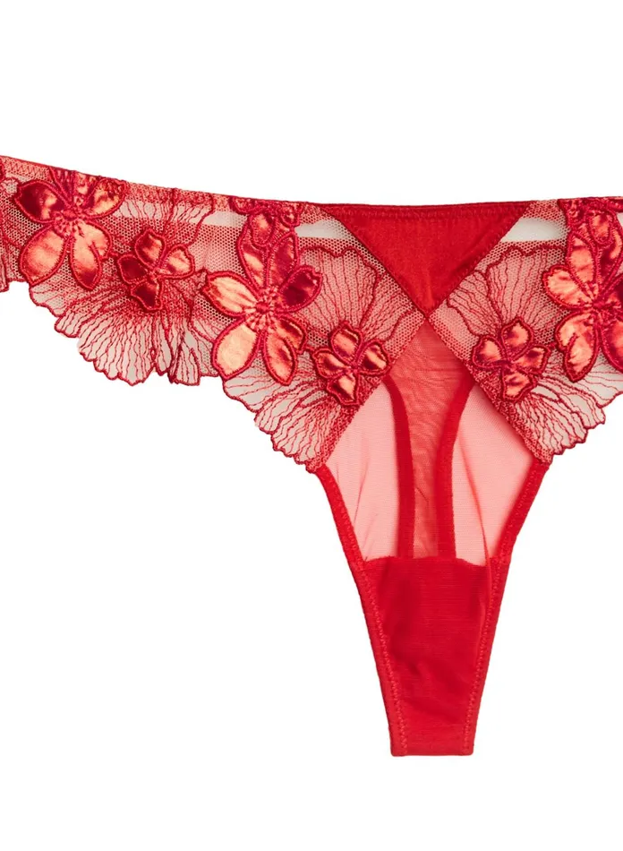 Fleur Du Mal Panties and Garters Women Violet Thong Rouge Fleur Du Mal Panties and Garters Women Violet Thong Rouge