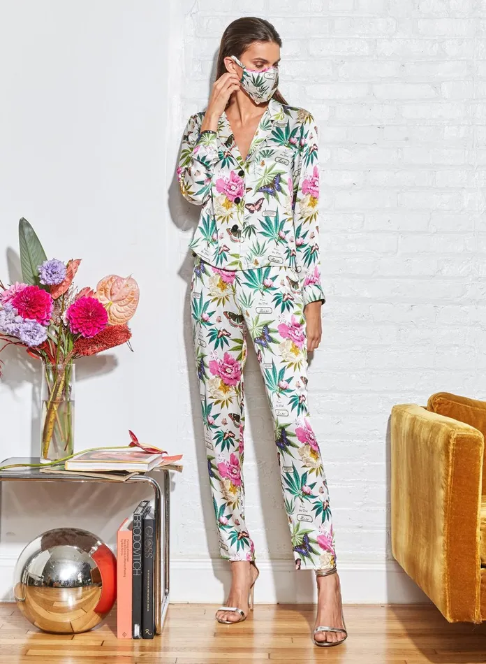 Fleur Du Mal Pants Women Botanical Bedroom To Boardroom Pant White Botanical Fleur Du Mal Pants Women Botanical Bedroom To Boardroom Pant White Botanical