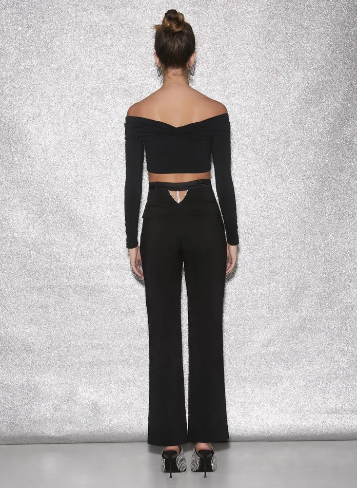 Fleur Du Mal Pants Women Crystal Cutout Pant Black Fleur Du Mal Pants Women Crystal Cutout Pant Black