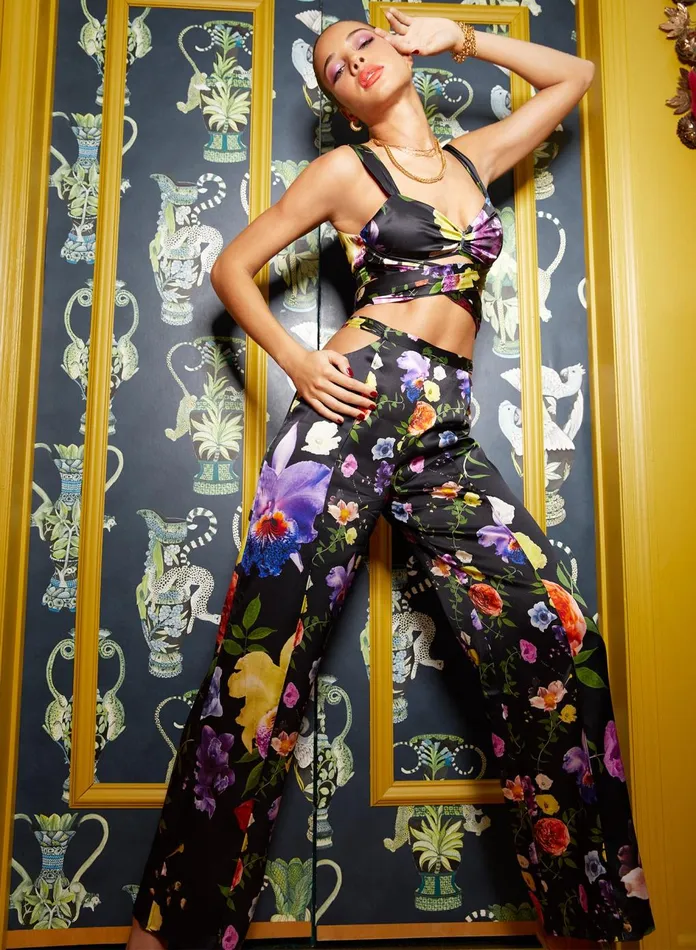 Fleur Du Mal Pants Women Enchanted Garden Cutout Pant Floral Print