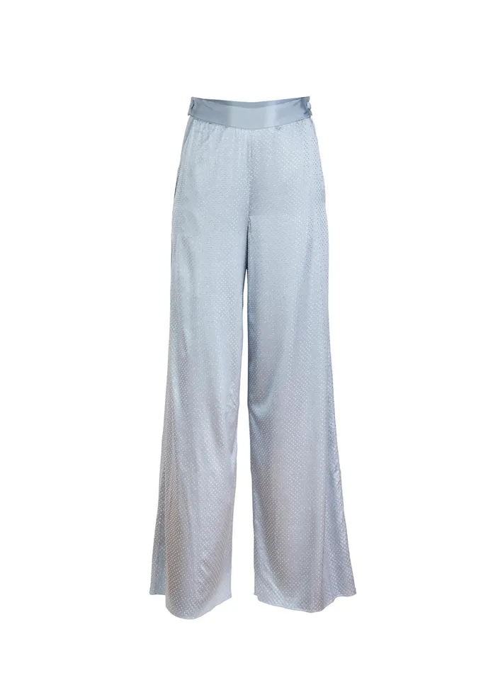 Fleur Du Mal Pants Women Rhinestone Wide Leg Pant Steel Blue Fleur Du Mal Pants Women Rhinestone Wide Leg Pant Steel Blue