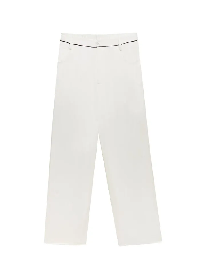 Fleur Du Mal Pants Women Washable Silk PJ Pant Ivory Black