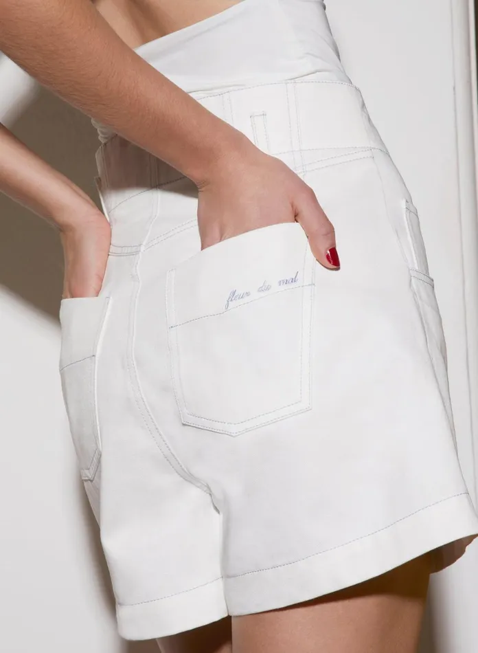Fleur Du Mal Shorts and Skirts Women High Waist Twill Short White