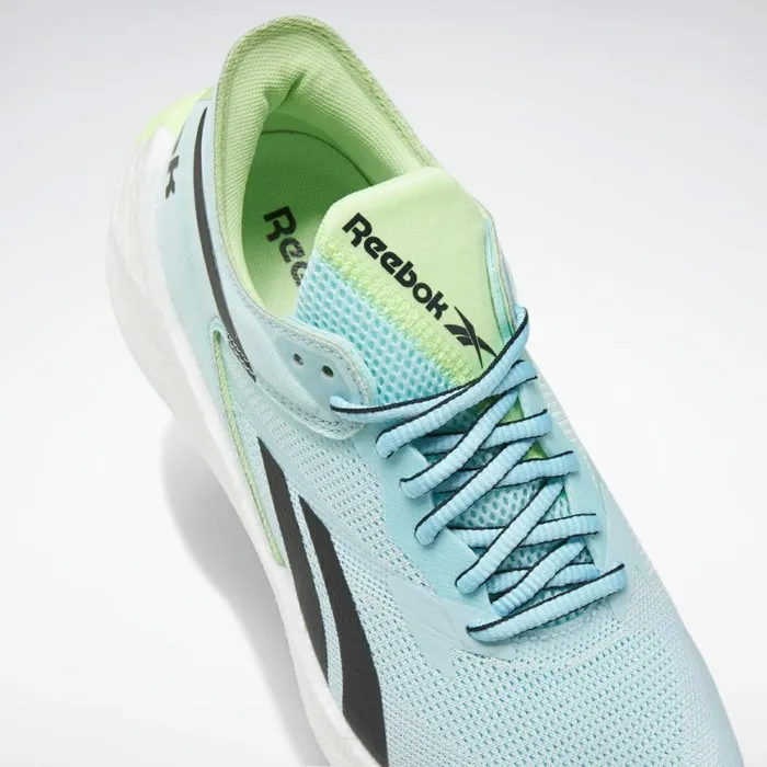 Floatride Womens Reebok Floatride Energy Symmetros Running Shoes Digital Glow Chalk Blue Neon Mint