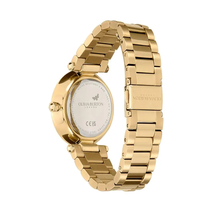 Floral Watches Women Olivia Burton 34mm Floral TBar Green and Gold Bracelet Watch