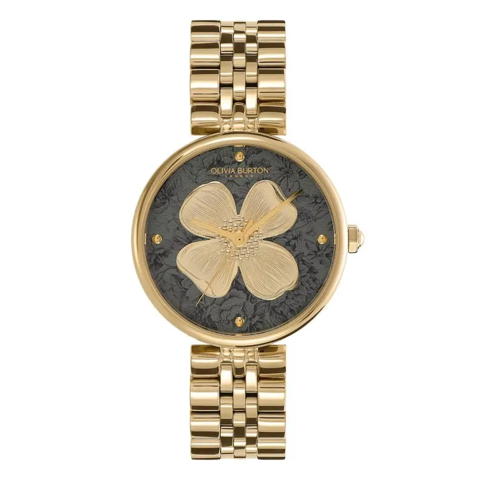 Floral Watches Women Olivia Burton 36mm Dogwood TBar Black and Gold Bracelet Watch Floral Watches Women Olivia Burton 36mm Dogwood TBar Black and Gold Bracelet Watch