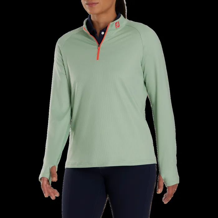 FootJoy Base MidLayers Women HalfZip Rib MidLayer 8211 FJ Tour Collar Sage