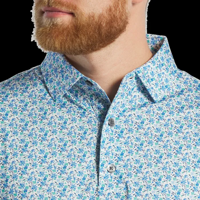 FootJoy Shirts Men Floral Lisle White Blue Emerald Navy FootJoy Shirts Men Floral Lisle White Blue Emerald Navy