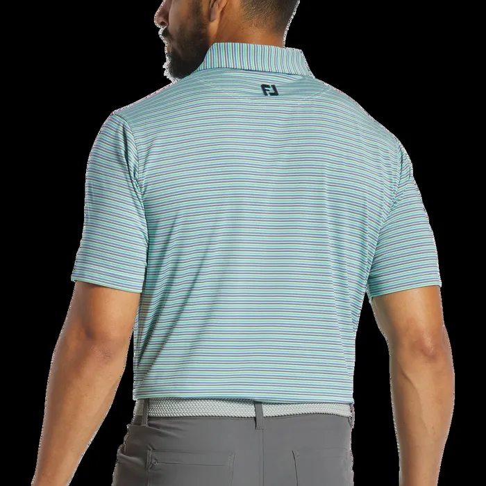 FootJoy Shirts Men Multi Pinstripe Lisle White Navy Blue Emerald FootJoy Shirts Men Multi Pinstripe Lisle White Navy Blue Emerald