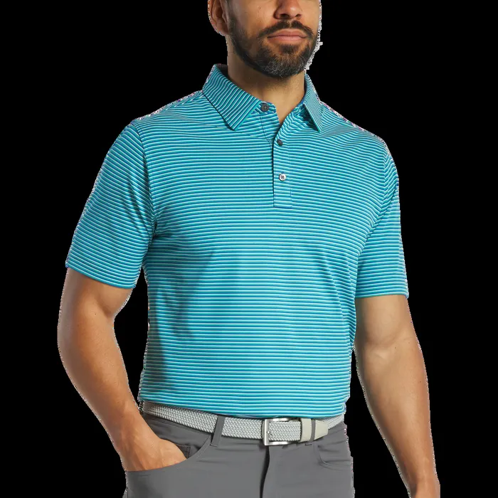 FootJoy Shirts Men Regent Stripe Pique Blue Emerald White FootJoy Shirts Men Regent Stripe Pique Blue Emerald White
