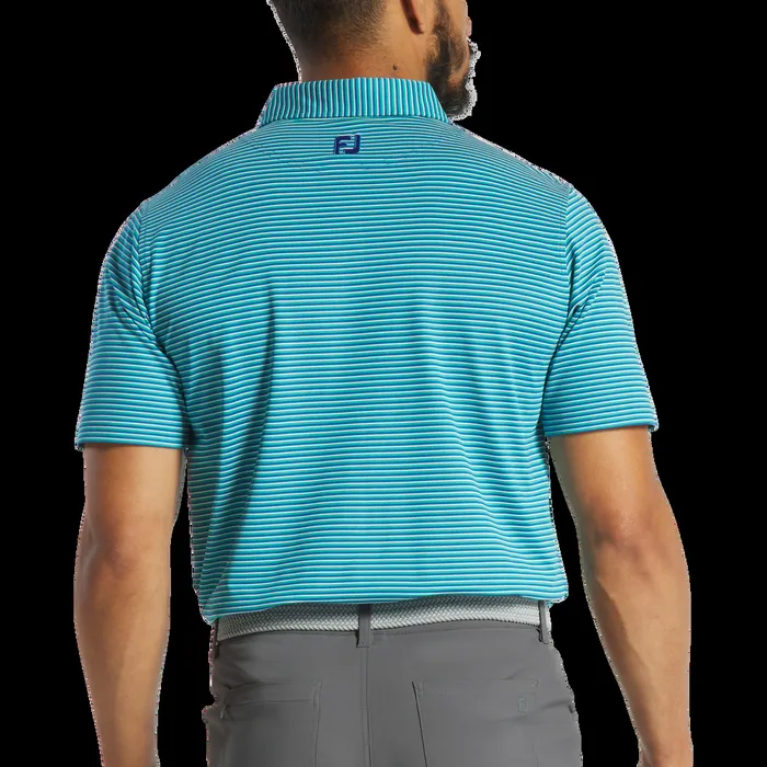 FootJoy Shirts Men Regent Stripe Pique Blue Emerald White FootJoy Shirts Men Regent Stripe Pique Blue Emerald White