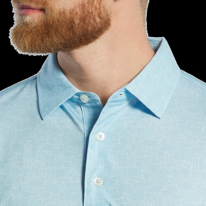 FootJoy Shirts Men Scottish Town Lisle Lake Blue White FootJoy Shirts Men Scottish Town Lisle Lake Blue White