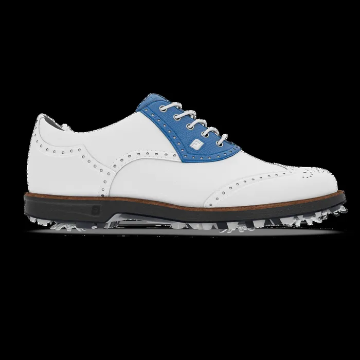 FootJoy Spiked Women MyJoys Premiere Series Shield Tip White Blue Lizard Print FootJoy Spiked Women MyJoys Premiere Series Shield Tip White Blue Lizard Print